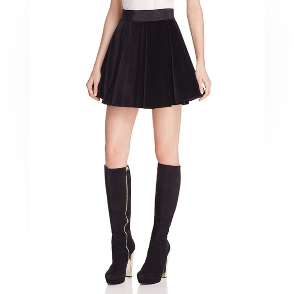 Alice + Olivia Jolynn Velvet Box Pleat Mini Skirt - Picture 1 of 4